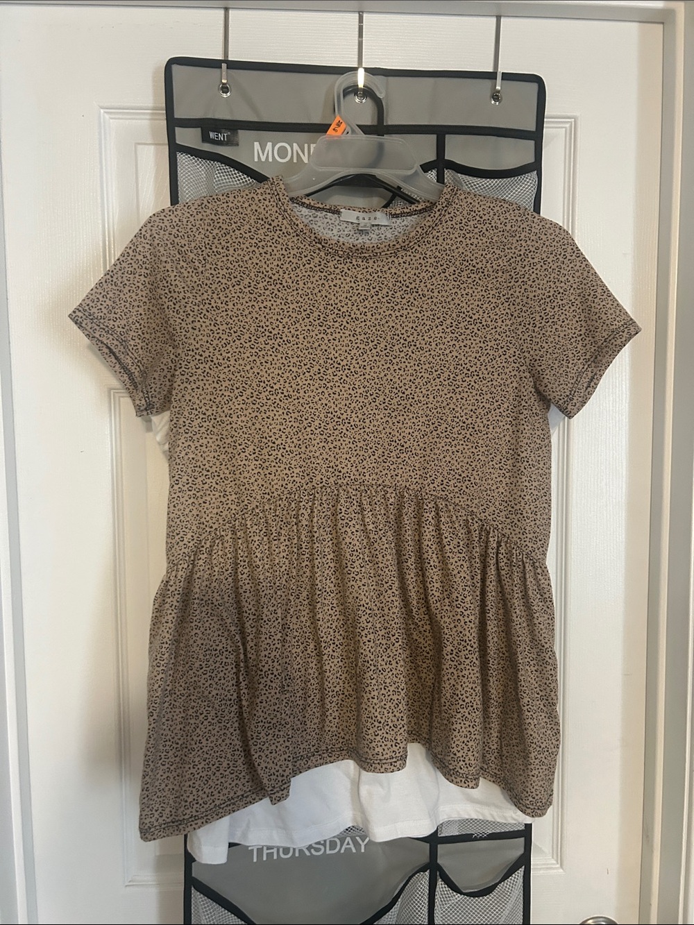 Cheetah Print Short Sleeve Peplum Tunic